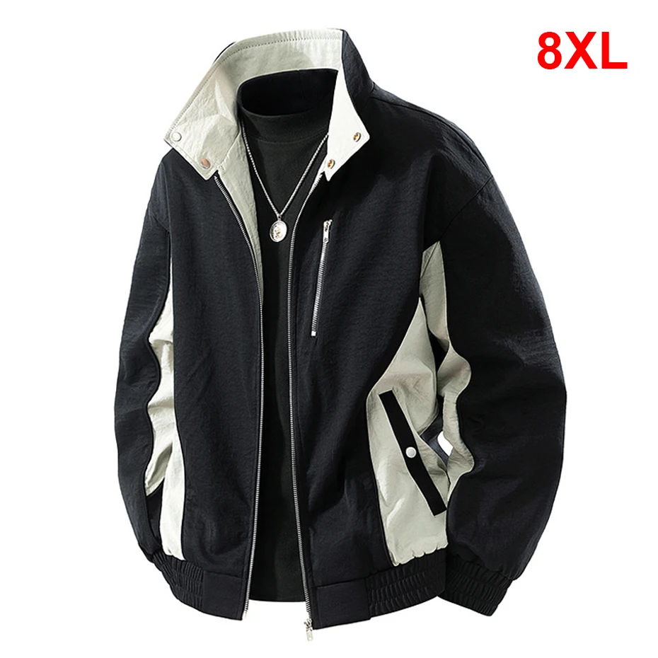 

8XL плюс размер куртка-карго мужская мода повседневные лоскутные куртки пальто мужская верхняя одежда большой размер 8XL