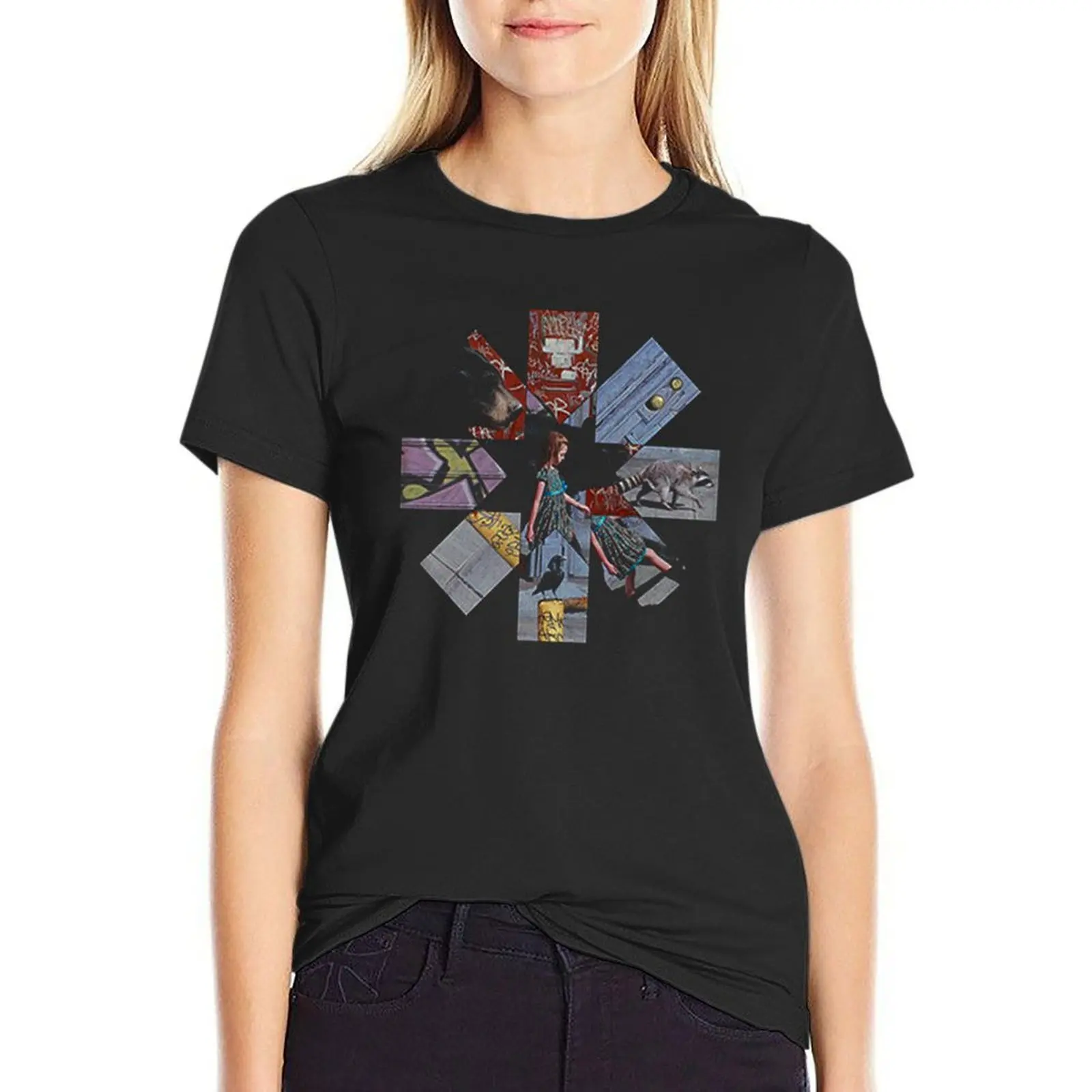 

Walking girls street T-Shirt anime tees shirts graphic tees animal print T-shirts for Women