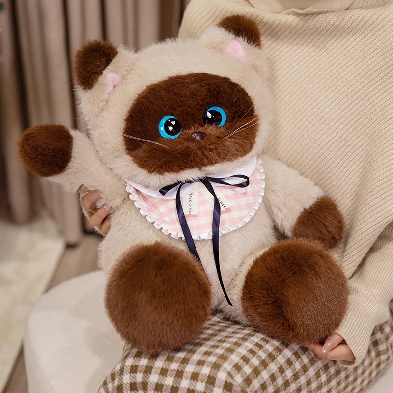 45/60cm kawaii doce gato brinquedo de pelúcia recheado fofo preto & branco gergelim 3 cores gatinho animal travesseiro dormir companheiro presente