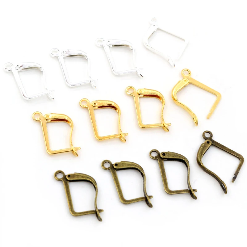 50pcs/lot French Earring Hooks Lever Back Open Loop Setting For DIY Earring Clips Clasp Jewelry Making Supplies Accessories