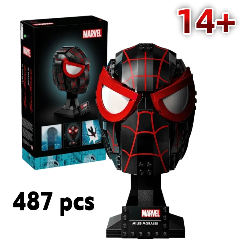 

76329 New Miles Morales Helmet Mask Puzzle Diy Model Bricks Creative Assembly Puzzle Compatible Building Blocks Birthday Gifts