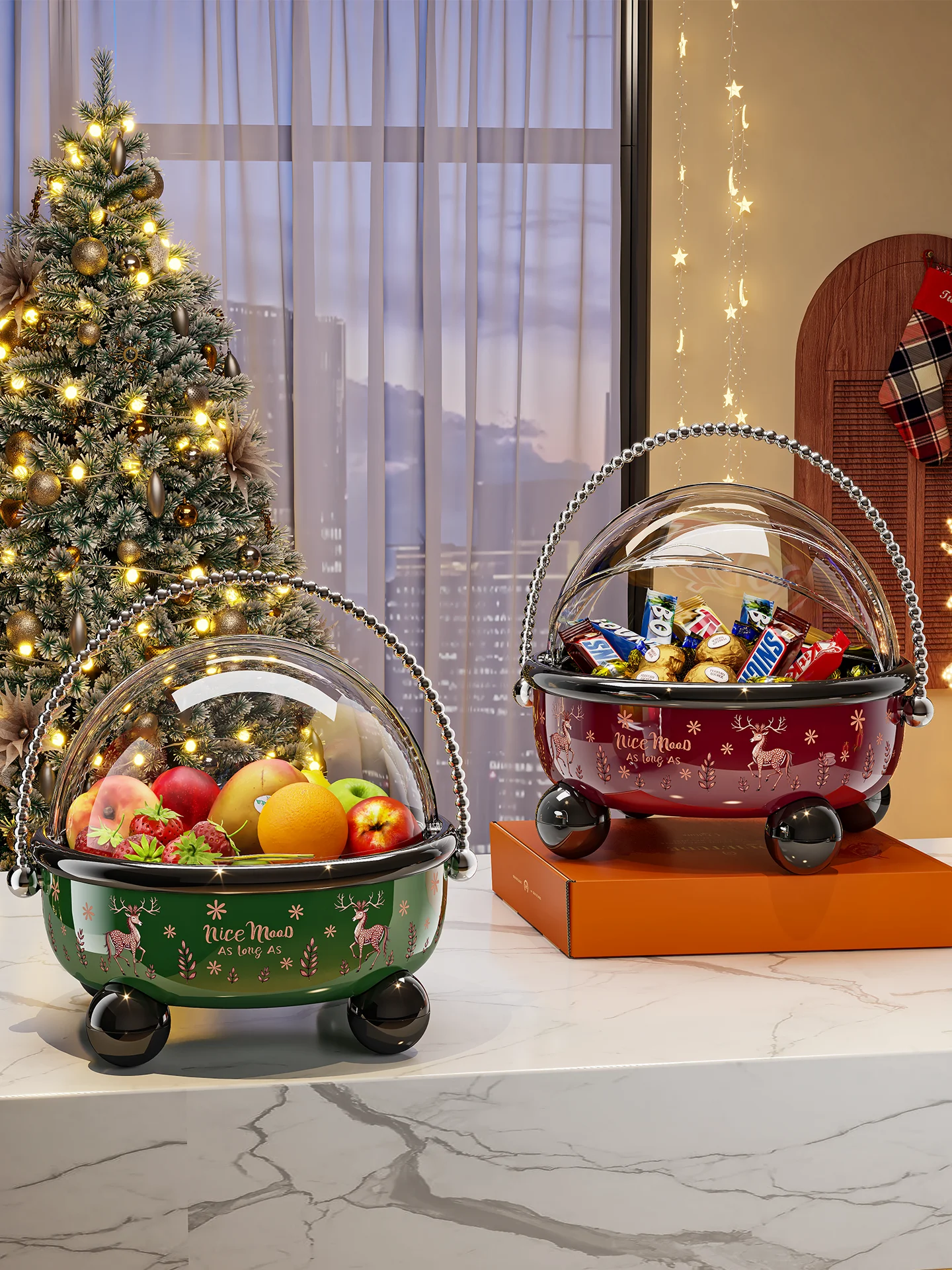 

Ele Fruit Basket Drainable Nut Tray High-end Living Room Tea Table Home Use Premium Fruit Plate Dry Fruit Tray