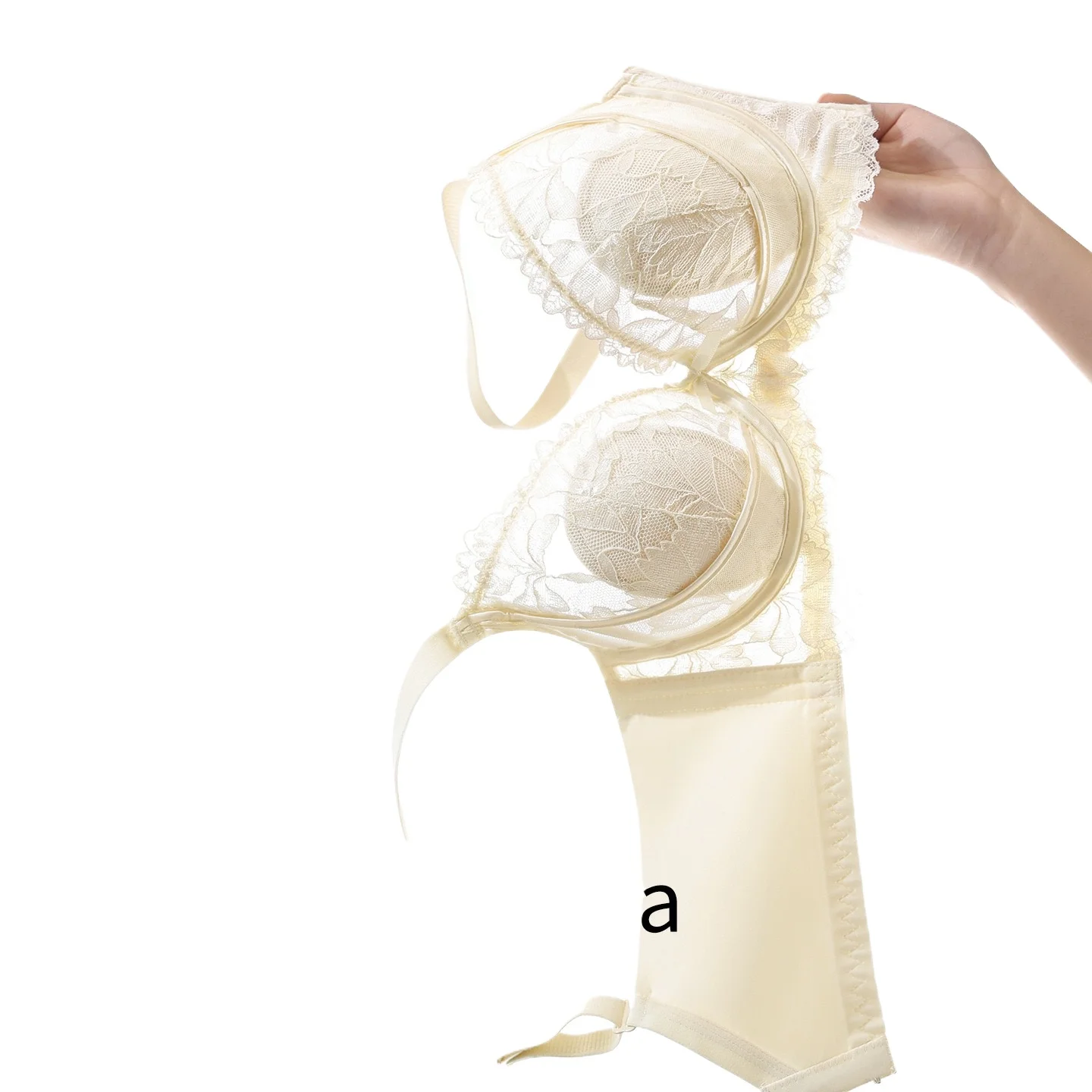 

KUCLUT and summer wireless bra for women with large breasts, rabbit ear cups, soft support, lace, gathered design, breathable