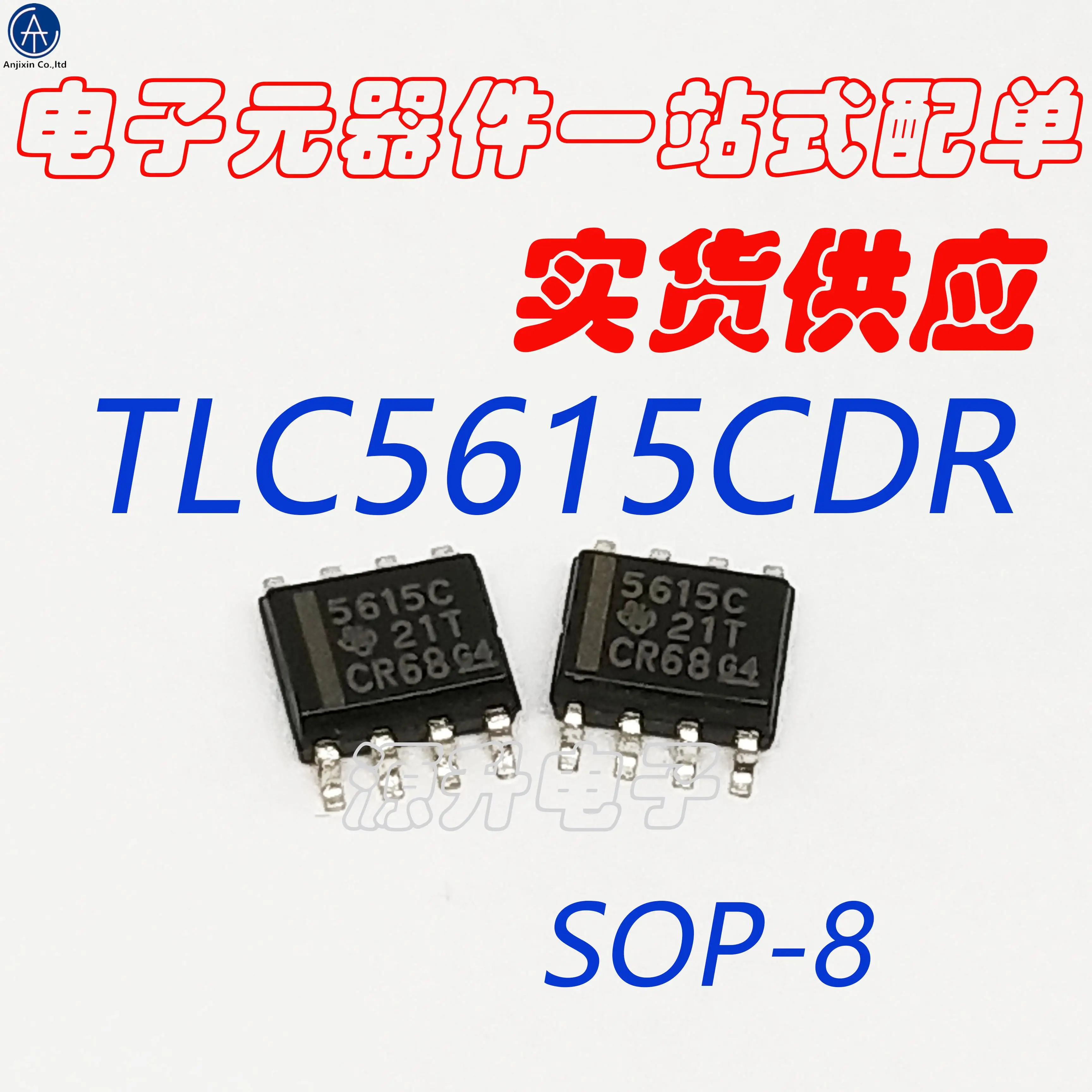 10 pces 100% novo tlc5615cdr/tlc5615c/5615c conversor digital-analógico de 10 bits smd sop8