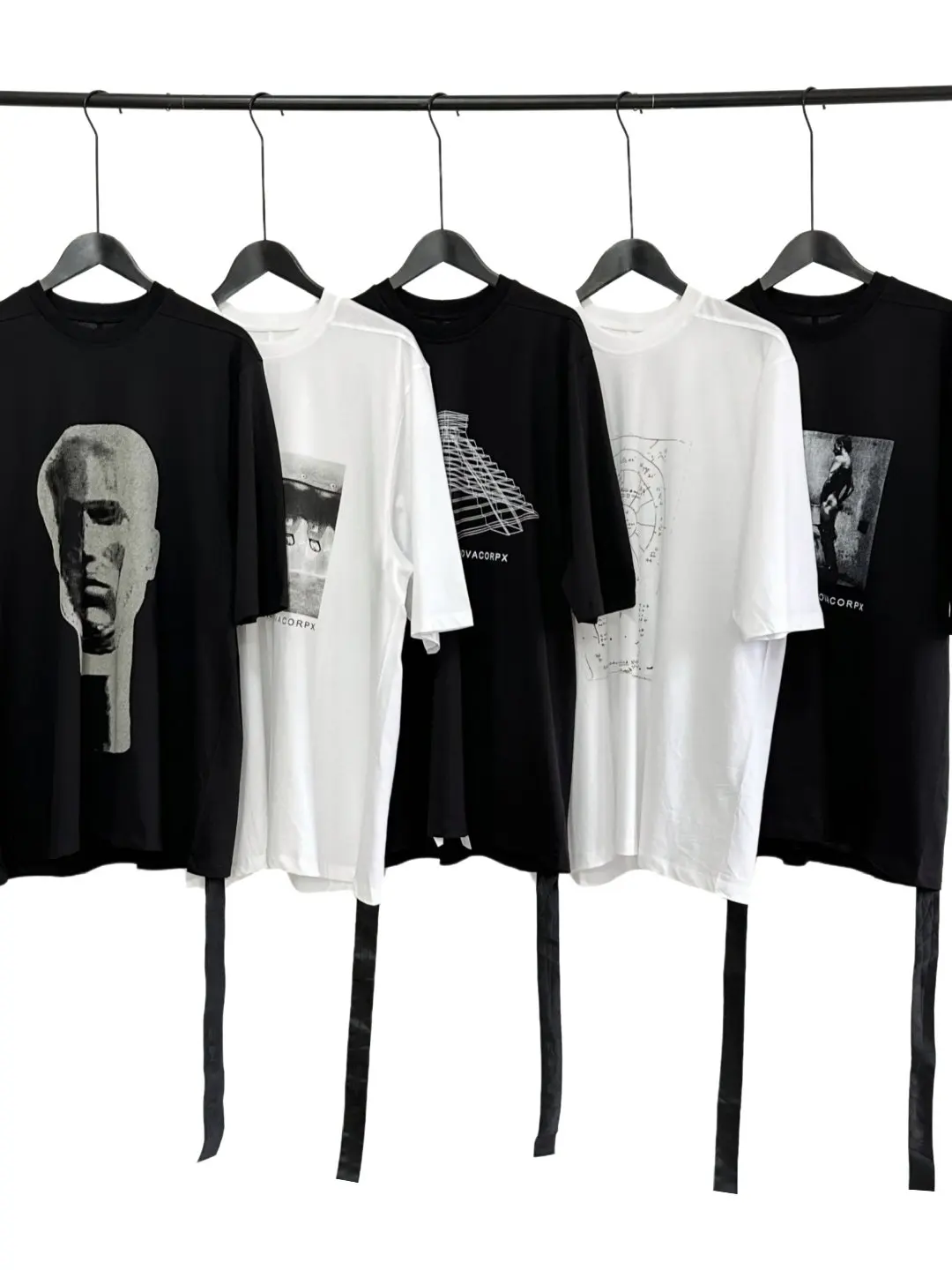 High Street Tees Cotton Tshirt Men's RO Large Dark Print Loose Five Quarter Sleeve Mid Length 180g