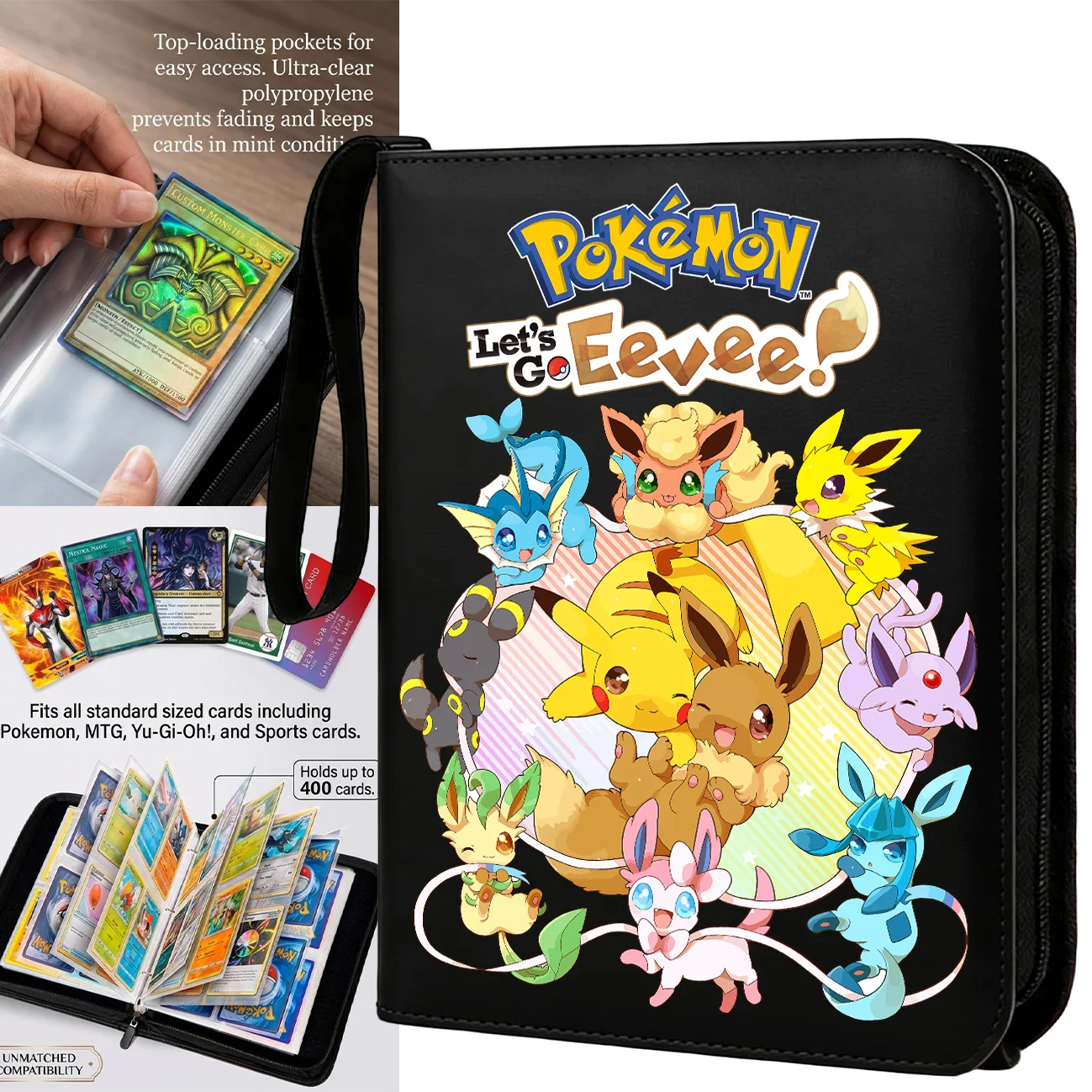 Charizard Bulbasaur Academia Figuren-Kartenhalter Aufbewahrungstasche Professionelles Feuchtigkeitsschutz-Kartenalbum 400 Fächer Doppelseitige Seiten – Detail 3