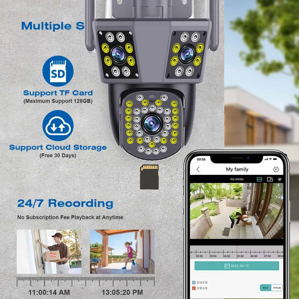 Imagem -02 - Câmera de Segurança Impermeável ao ar Livre com Lentes Câmera Cctv Rastreamento de Movimento Vídeo Ptz Wifi ip Telas