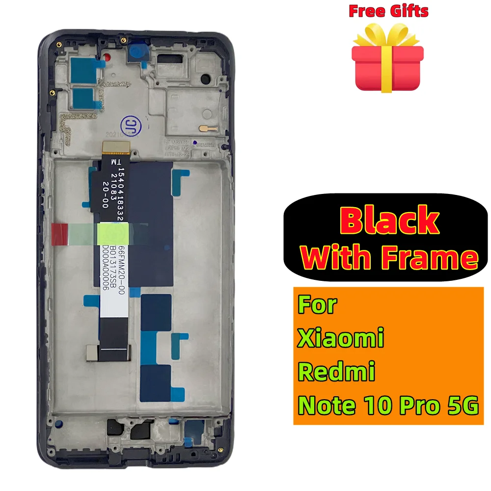 Display LCD Touch Screen Digitizer Assembly parti di ricambio con cornice, originale per Xiaomi Redmi Note 10 Pro, 5G