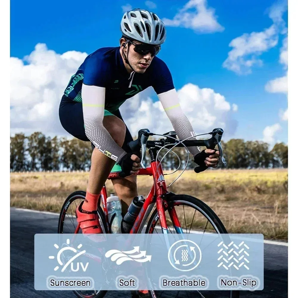1 Pair Unisex Elastic Arm Sleeves UV Sun Protection Cooling Sports Sleeve for Summer Running Cycling and Outdoor Activities