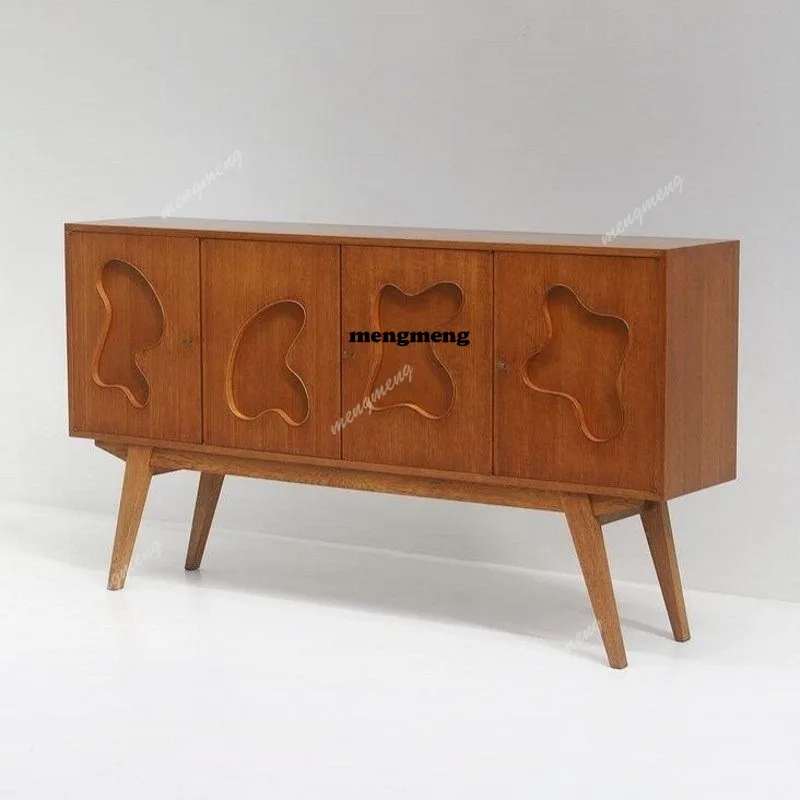 

Medieval style solid wood dining side cabinet retro style storage cabinet cherry wood medieval bucket cabinet