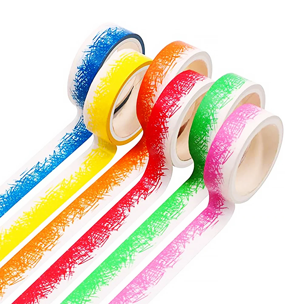 

Decorative Washi Tape 6 Rolls DIY Craft Art Supplies Eye-Catching Durable Bright Color Scrapbook Planner Decorative Tape