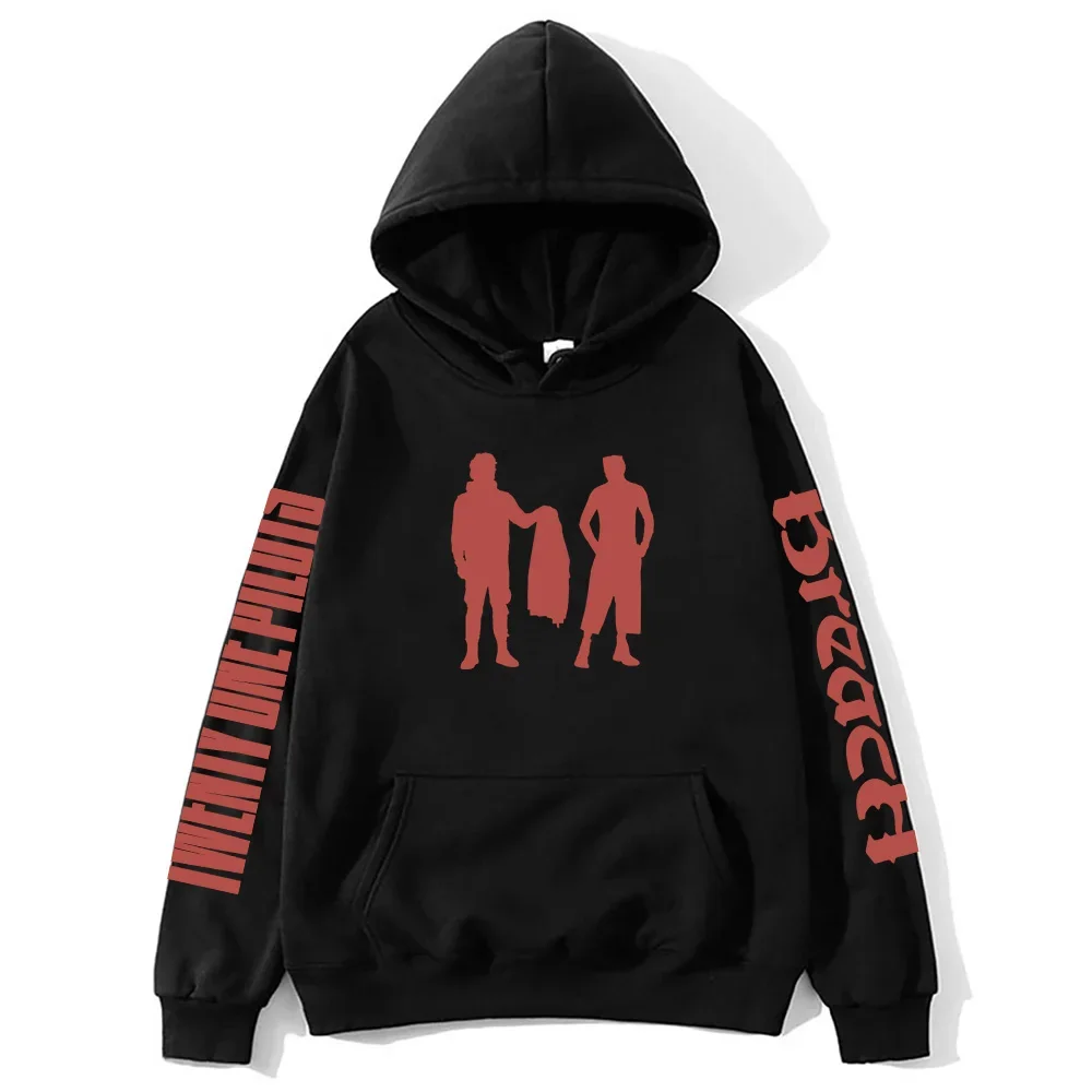 TwentyOnePilotss Breach هوديي موضة روك الهيب هوب كم طويل للرجال والنساء ملابس غير رسمية ملابس الشارع الشهير بلوفر فضفاض كبير الحجم