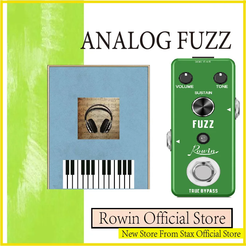 

Rowin LEF-306 Fuzz Pedal For Electric Guitar & Bass Traditional Fuzz Effect Full Metal Shell ​True Bypass