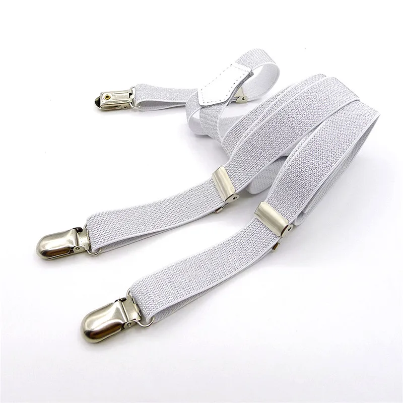 Tirantes de moda para mujer, tirantes dorados y plateados con 3 clips, pantalones de mujer, tirantes elásticos ajustables, ancho 2cm