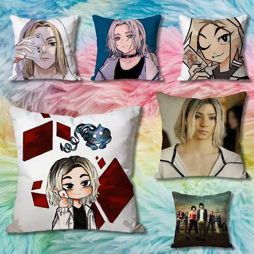 

Chishiya A-Alice B-Borderland Arisu Pillow Cases for Bedroom Living Room Sofa Home Decor Polyester Cushion Cover with Zipper