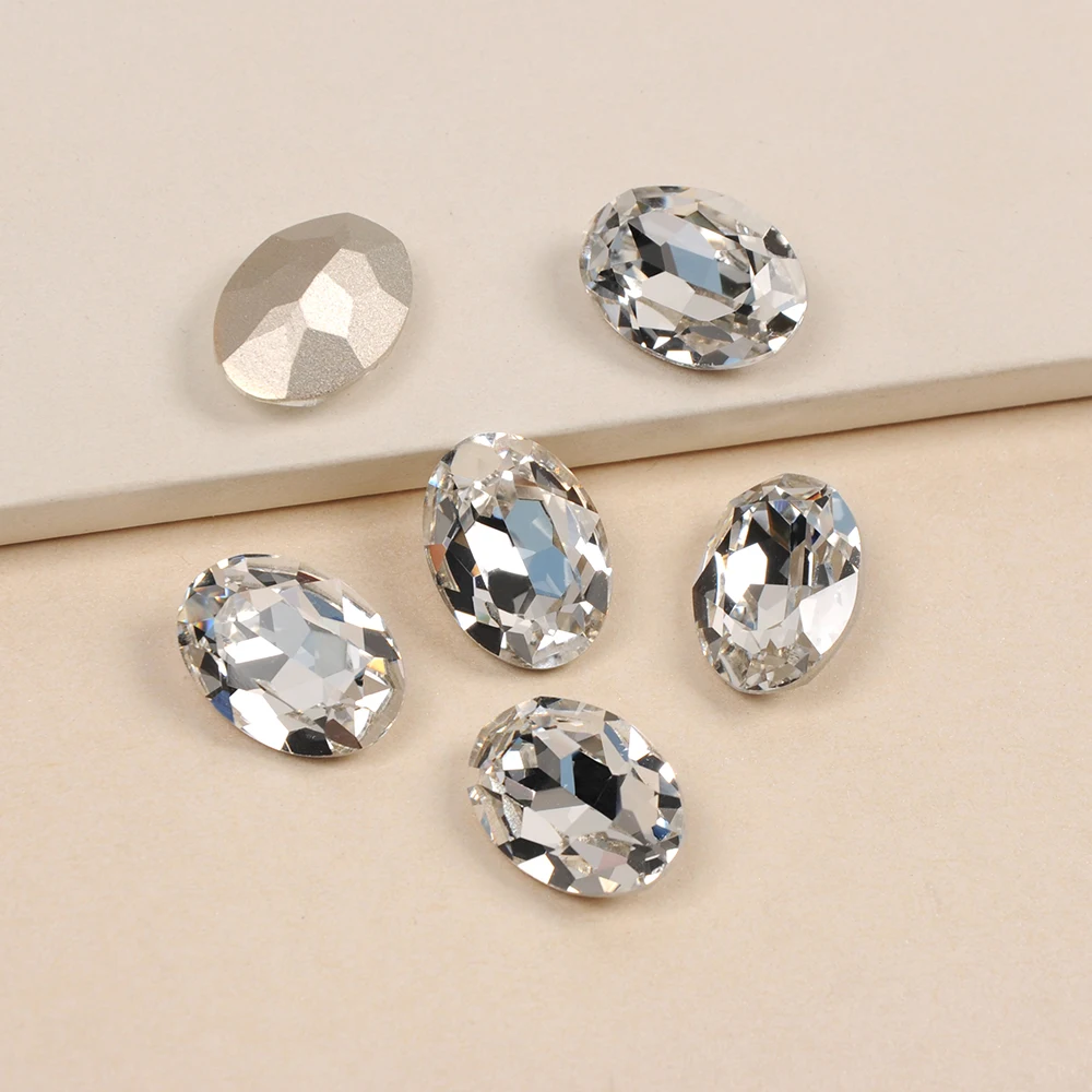 CTPA3bl 4120 Clear Oval Shape 3D Crystal Rhinestone Different Sizes Pointback Glass Fancy Stones Nail Art Decorations