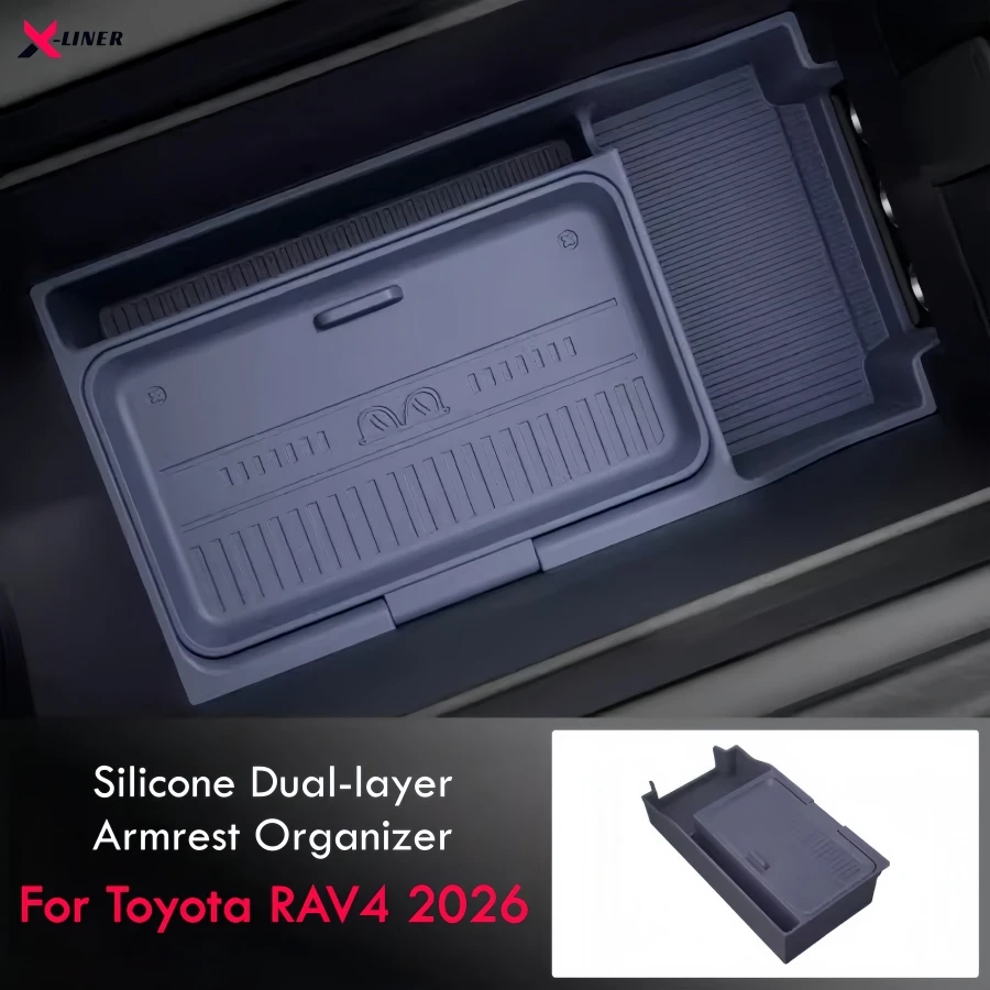 

Silicone Armrest Organizer Tray for Toyota Rav4 2026 Dual-Layer Center Console Storage Insert With Hidden Box RAV4 Accessories