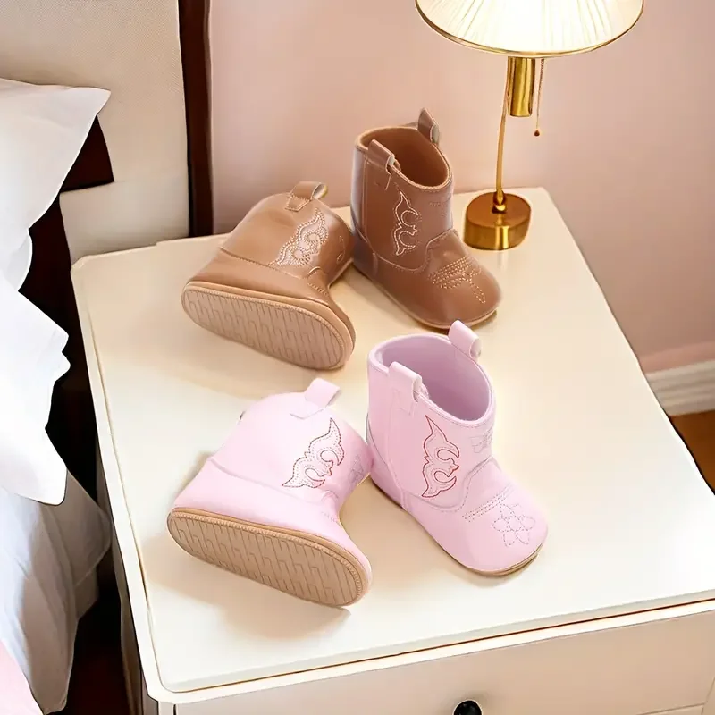 Baby Boots Made Of Soft PU and High-quality Cotton 2024 New Autumn and Winter Short Boots With Rubber Soles and Anti Slip Baby