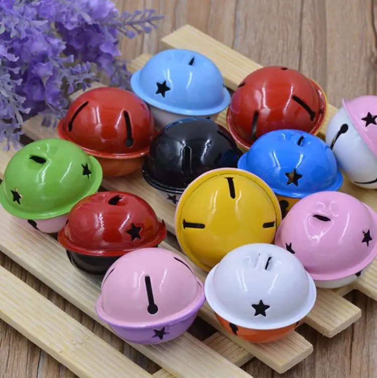 4Cm Dual Color Large Bell Baking Paint Metal Five Star Colored Bell Diy Keychain Christmas Pet Bell Wholesale Holiday Decor