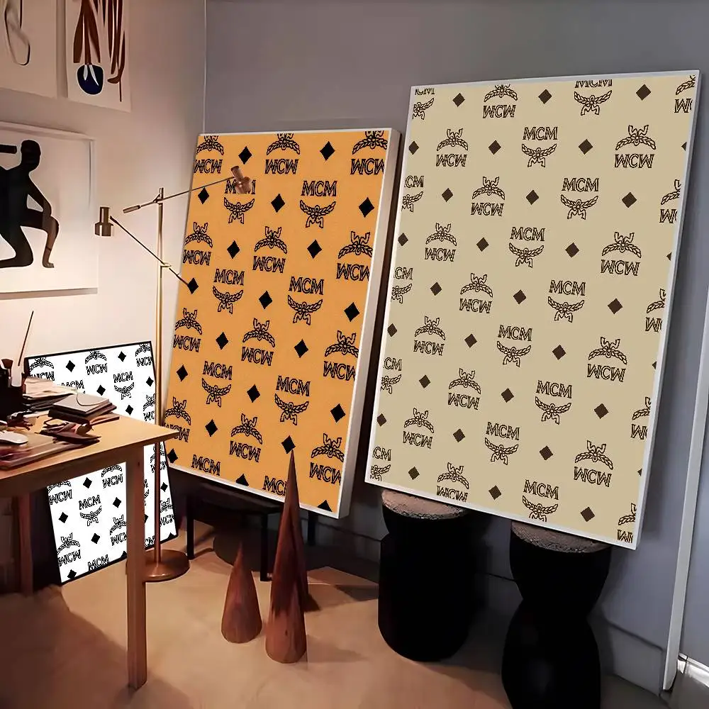 Pôster de marca famosa de luxo M-MCM, à prova d'água, pôsteres de filmes vintage, alta qualidade, impressão de arte de parede para decoração de quarto, presente