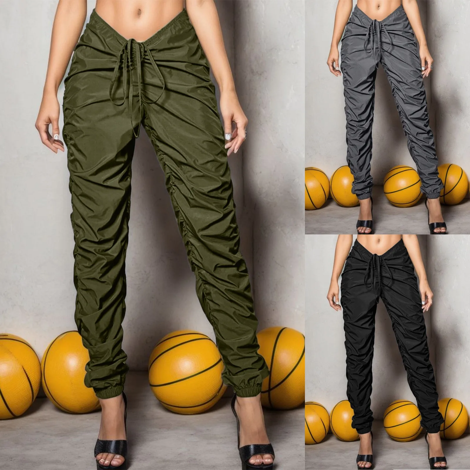 

Cargo Pants Woman Relaxed Fit Baggy Clothes Black Demin Pants High Waist Zipper Slim Drawstring Waist With Pockets Loose Plus