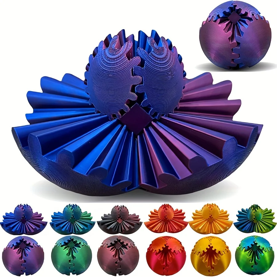 3D Printed Gear Ball Spin Ball Cube Toy Puzzle Toy Stress Sphere Desk Toy Fidget Ball Gear Toy for Stress and Anxiety Relaxing