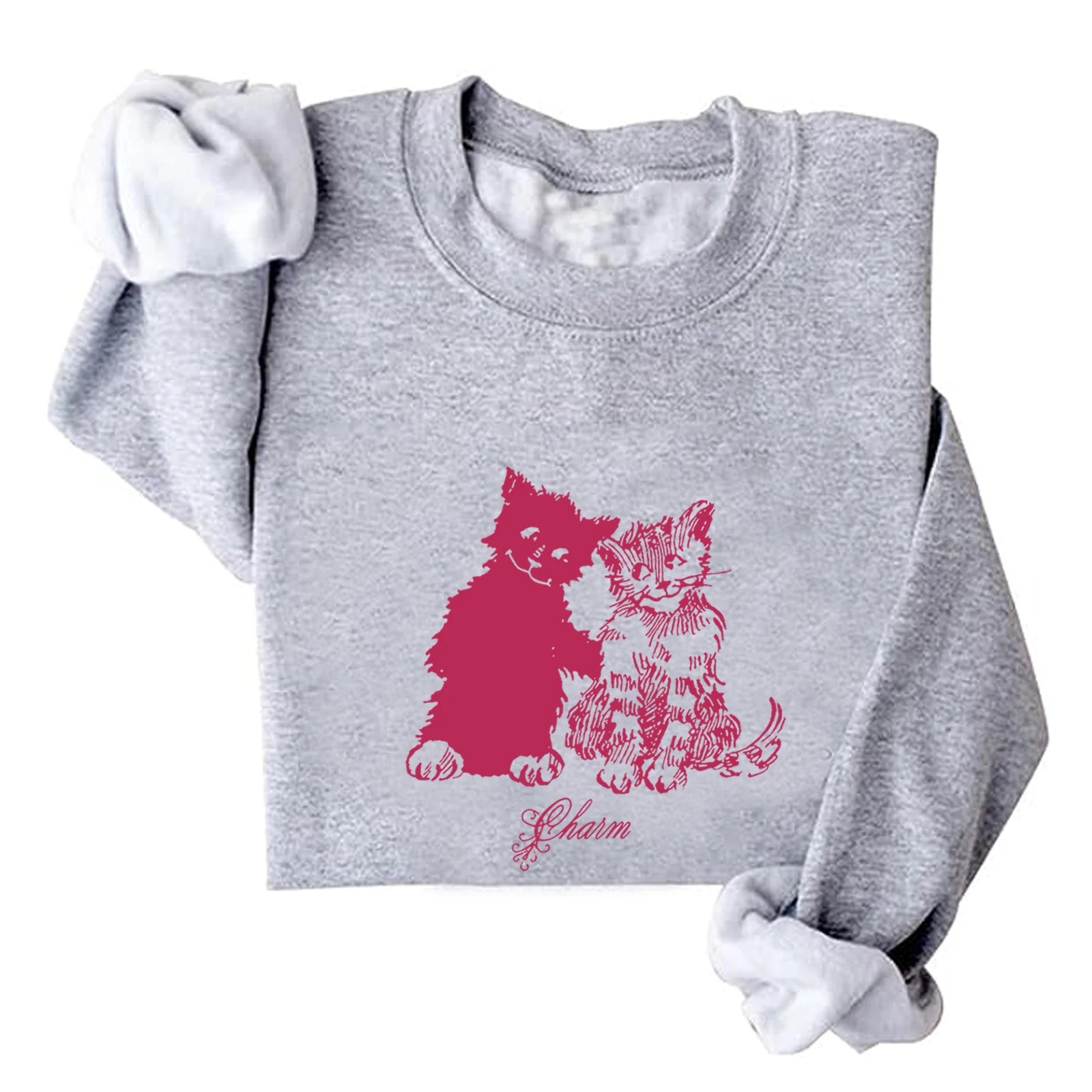 Clairo Charm Cat Friends Sweatshirt Clairo Fan Gift Harajuku Round Neck Oversize Hoodie