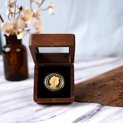 Walnut Wood Commemorative Coin Badge Box Gift Box Silver Coin Badge Ancient Coin Collection Box Gift Box