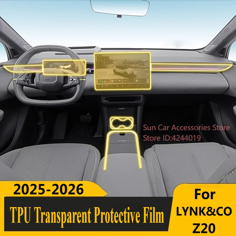 

For LYNK&CO Z20 2025-26 Screen Central Control Interior Sticker Transparent TPU Protective Film Car Interior Modified Accessory