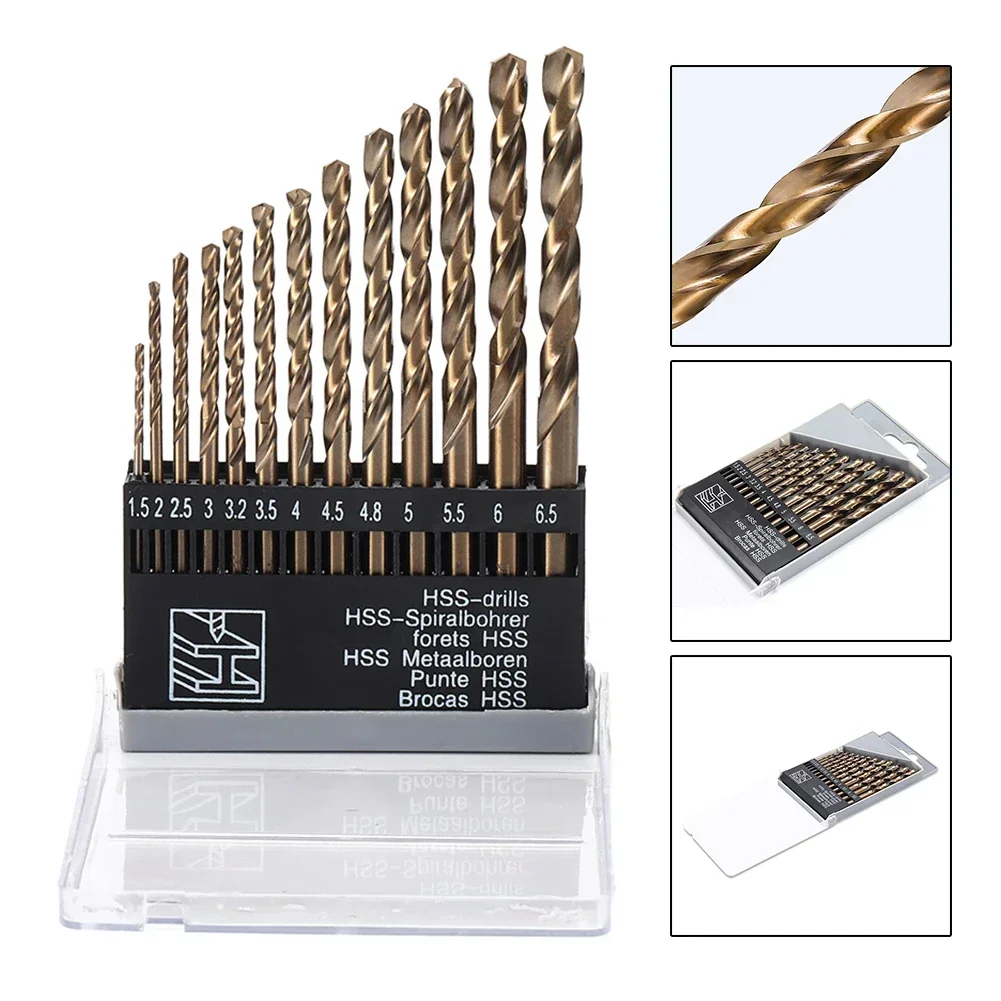 M35 HSS Drill Bits Set, Split Point, 135 Graus, Aço Inoxidável, Ferramentas Elétricas, Acessórios para Ferramentas, Alta Qualidade, 13Pcs