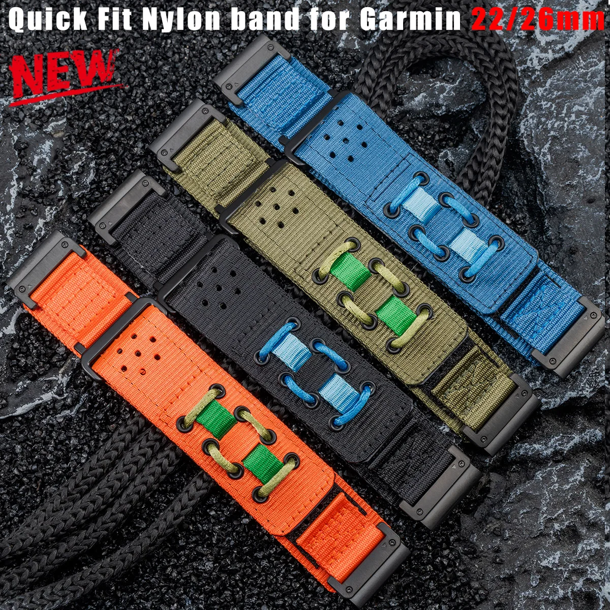 No Gaps Nylon Strap for Garmin Fenix 8 7 7X 6 6X Pro 5 5X Plus 26mm 22mm Bracelet for Garmin 3 3HR/Epix Pro Gen 2 51 Watchband