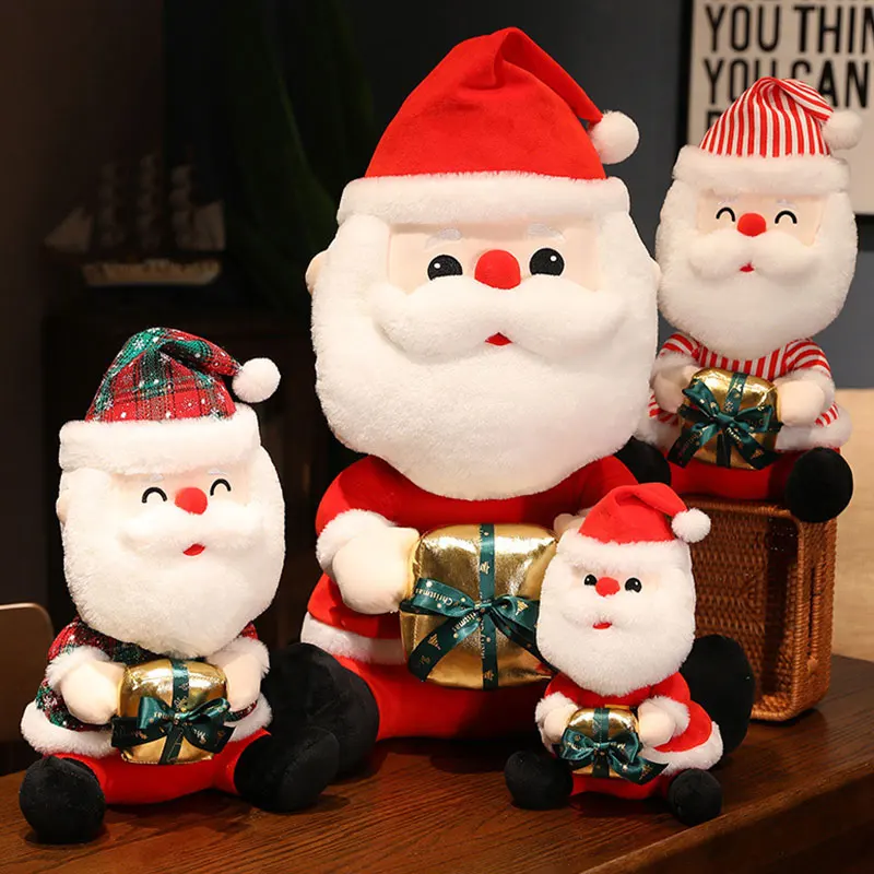 Cute Santa Claus Doll Stuffed Plush Santa Claus Christmas Tree Ornaments Decorations New Year Gifts Kids Plush Toys