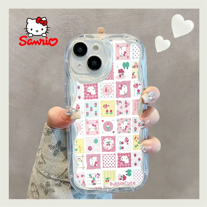 Sanrio capa de telefone iphone 16/15/14/13/12/11/x/xs/xs max menina escudo do telefone móvel gatinho gato acessório dos desenhos animados presente brithday