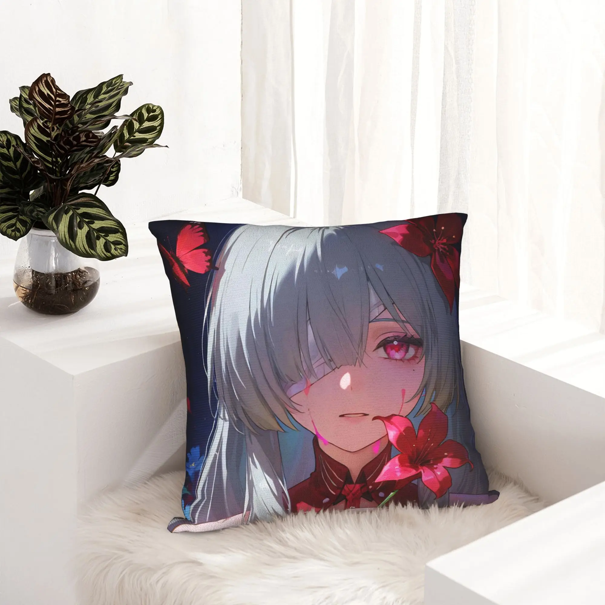 Phrolova Wuthering Waves Pillowcase Printed Polyester Cushion Cover Decoration  Pillow Case Cover Car Zipper 40X40cm