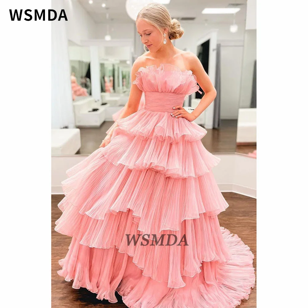 Robe de Rhà volants sans bretelles, longue robe de Rhen tulle à plusieurs niveaux, robe de soirée formelle, robe de princesse Sweet 16