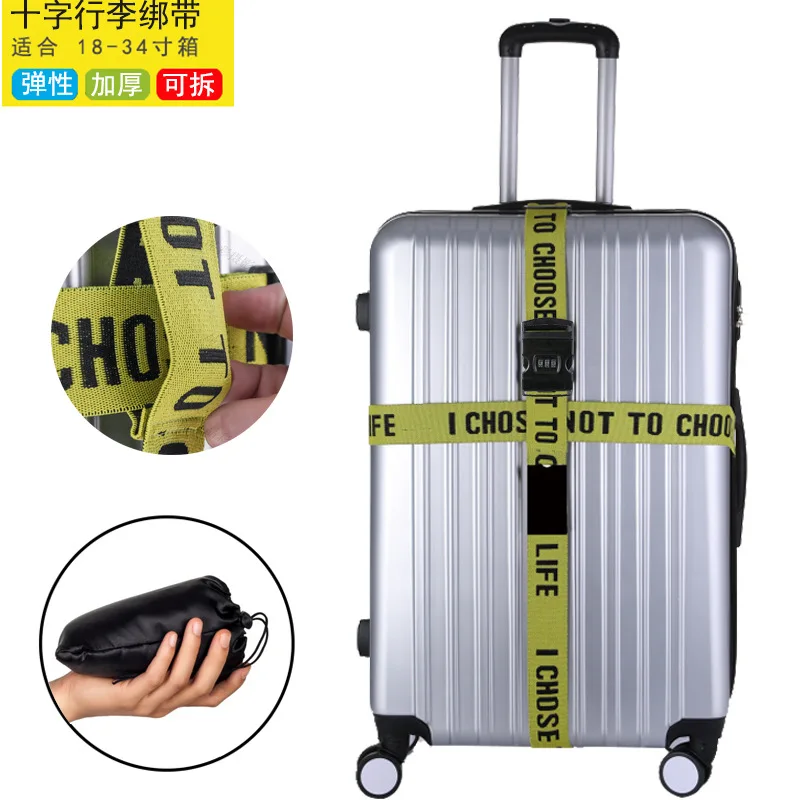 TSA Customs Lock Luggage Cross Belt with Password Adjustable Travel Suitcase Band Luggage Suitcase Rope Straps Travel Accessory