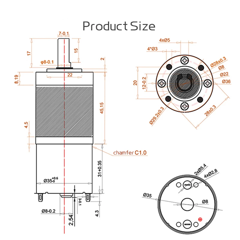 Micro DC Gear Motor 12V 24V DC Planetary Gear Motor 36GP3530 Planetary Gear Low Speed High Torque Small Motor DC Electric Motor