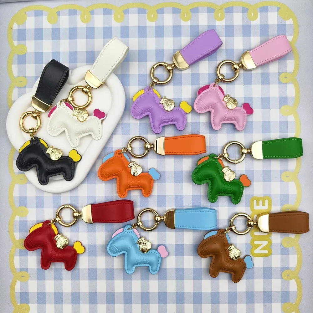Creative Lucky Horse Luxury Handmade Lightweight Hand Rope Leather Charm Cartoon Pony Pendant PU Cute Keychain For Women