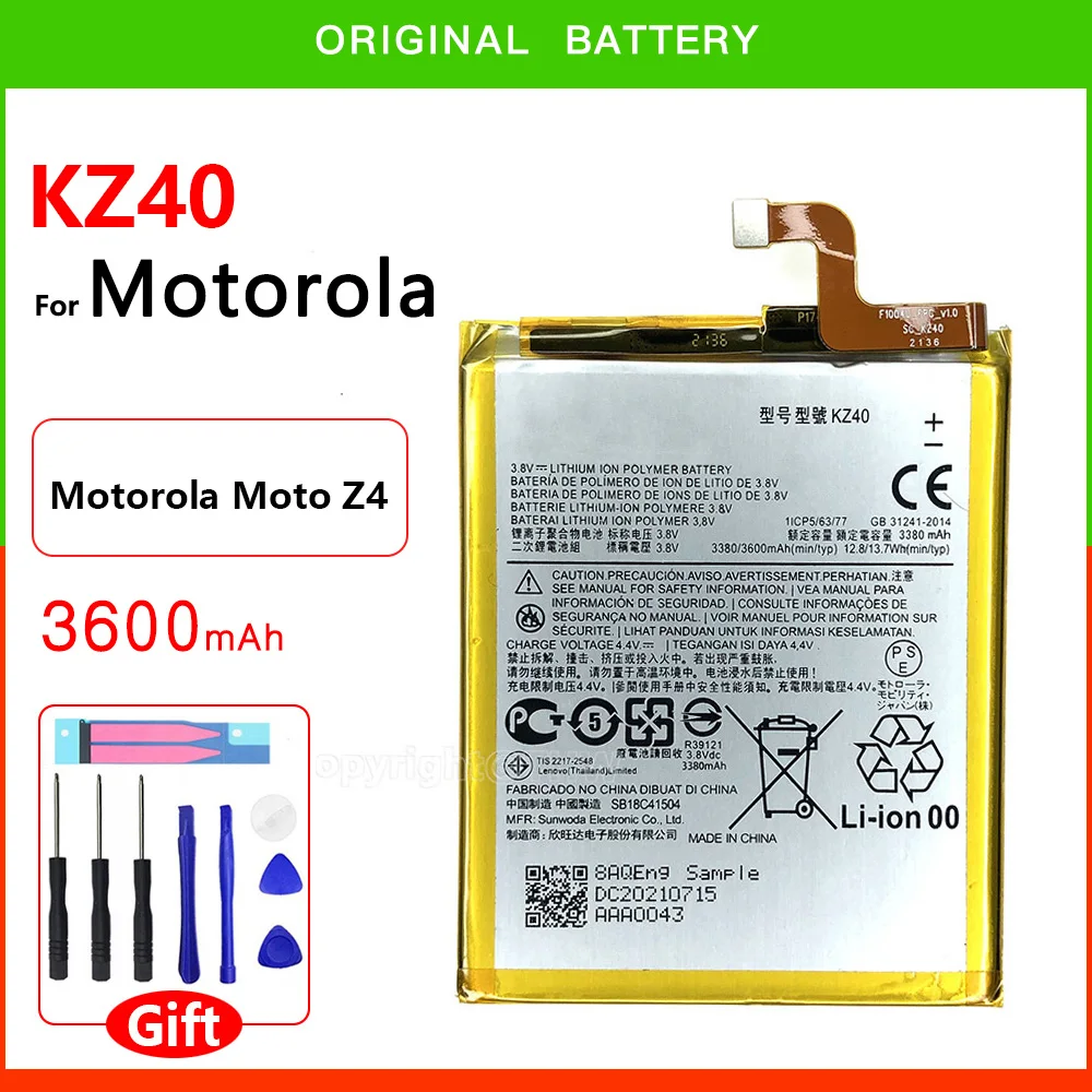 

100% Original Genuine KZ40 Battery For Motorola Moto Z4 XT1980 2019 KZ40 3600mAh Mobile Phone Battery Replacement Spare Part