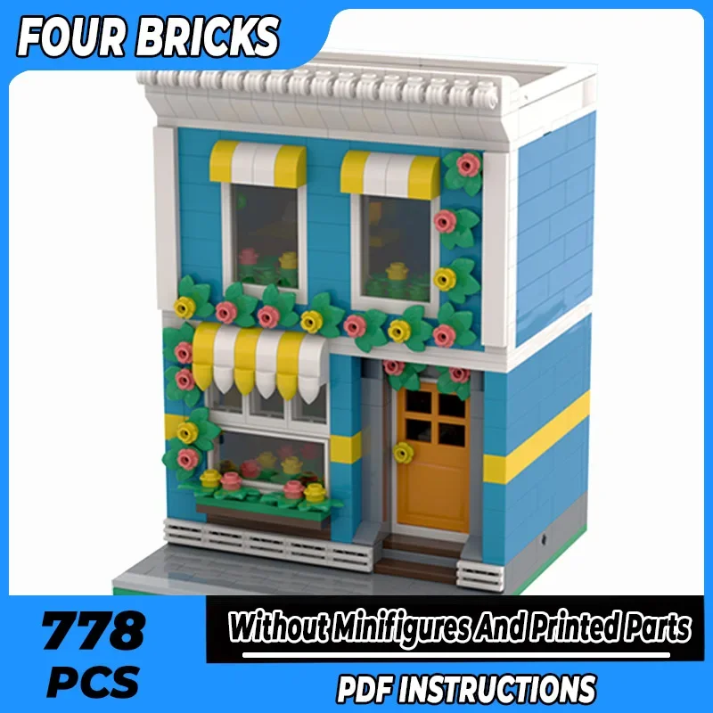 

Moc Building Bricks City Street View Model Street Flower Shop Technology Modular Blocks Gift Toys For Children DIY Sets Assembly