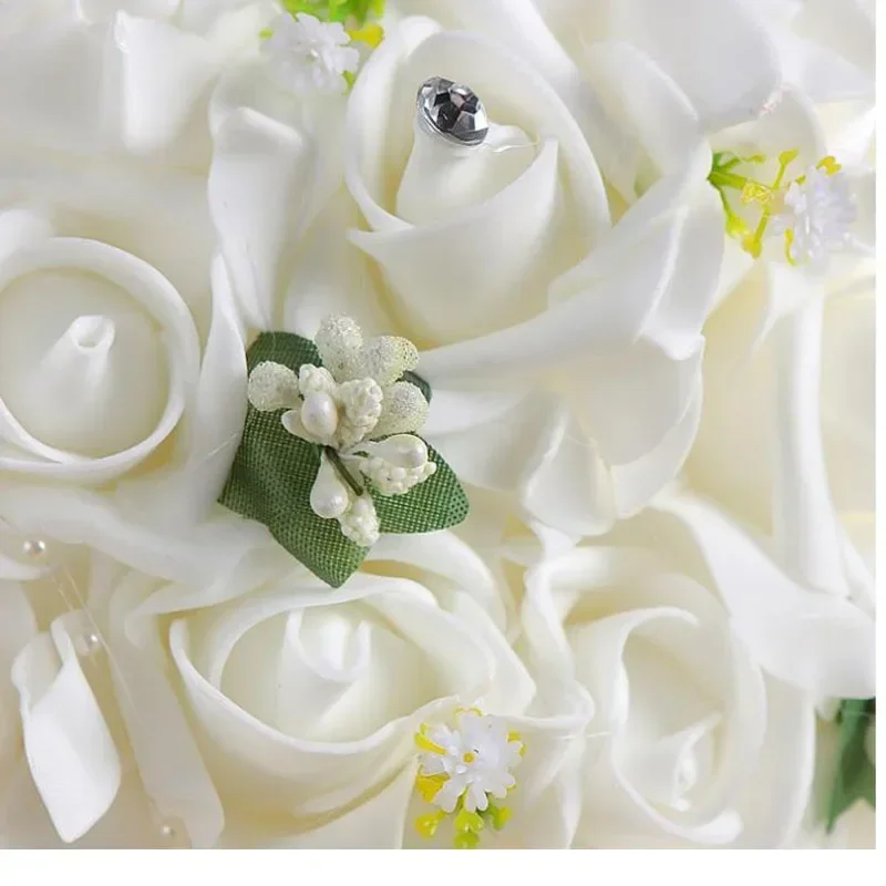 Bridal wedding bouquet foam artificial flowers white rose bouquet white hand-thrown flowers