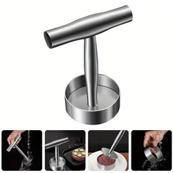 Burger Patty Press with Mold Rings - Manual Meat Press Grill Accessory for Home Use - 1PC Heavy Duty Hamburger Patty Maker