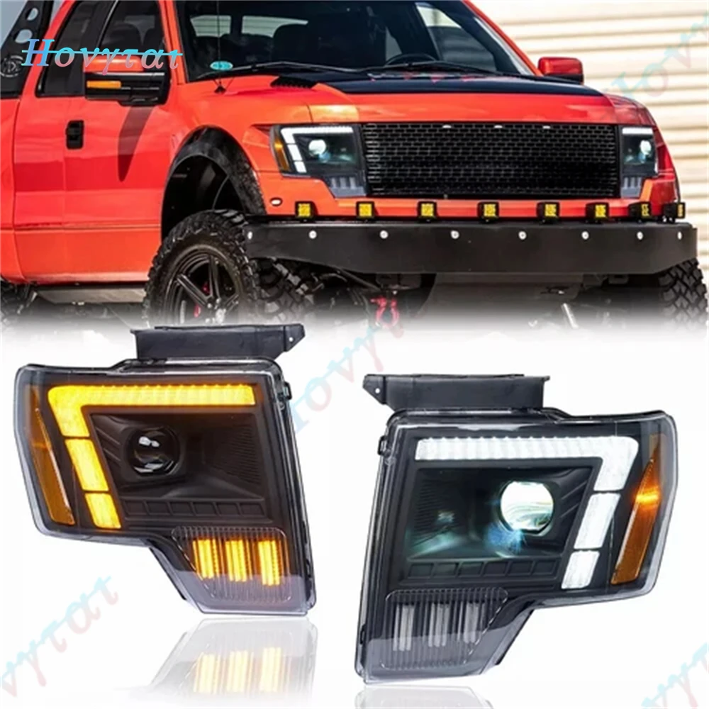 Pair LED Headlights For 2009-2014 Ford F150 F-150 Raptor/XL/XLT STX/SVT Pickup Headlight Front Lights Turn Signal DRL Head Lamp