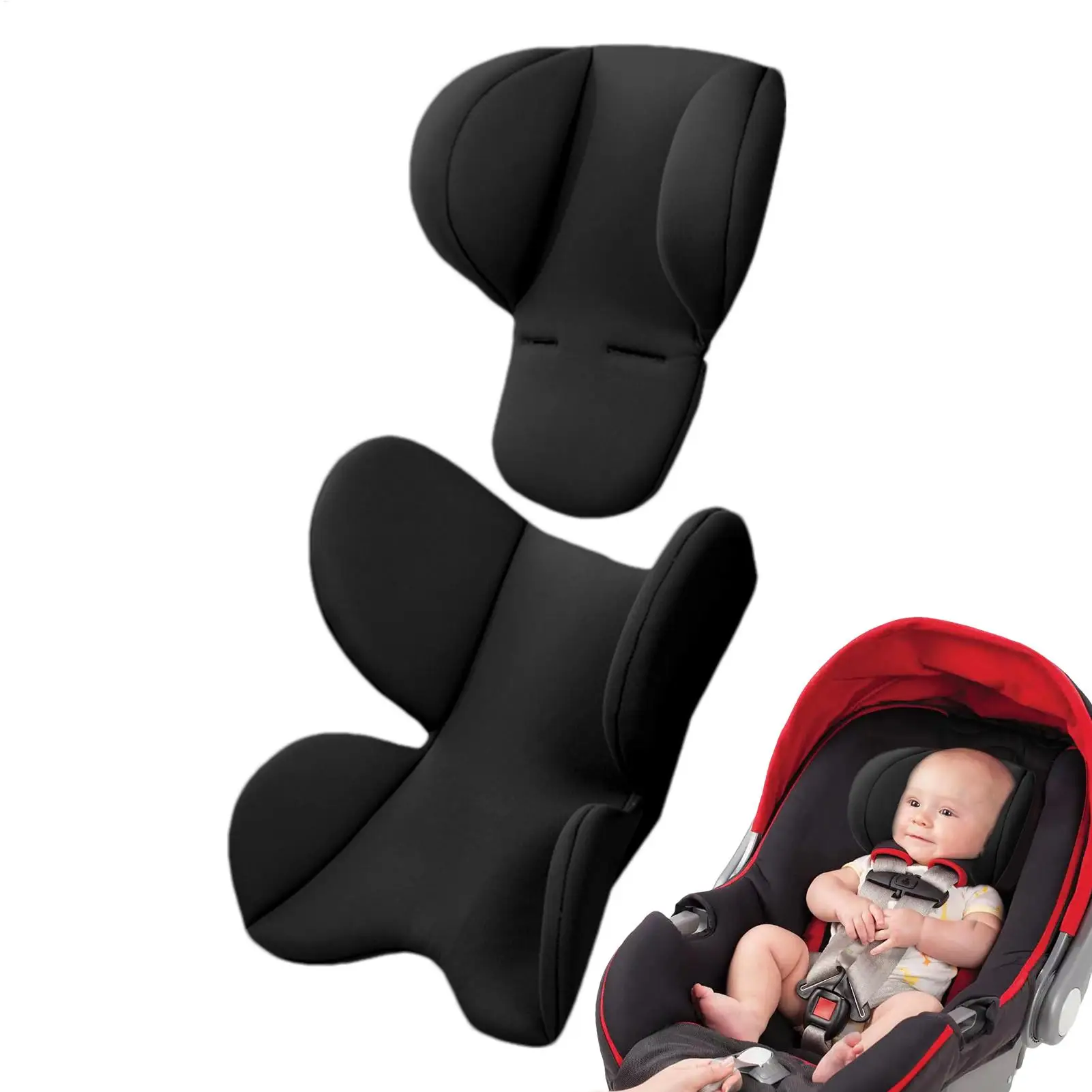 Newborns Car Seat Head Support Carseat Head &Body Support Head Neck Seat Insert Pad Body Support Headrest For Carseats Pushchair