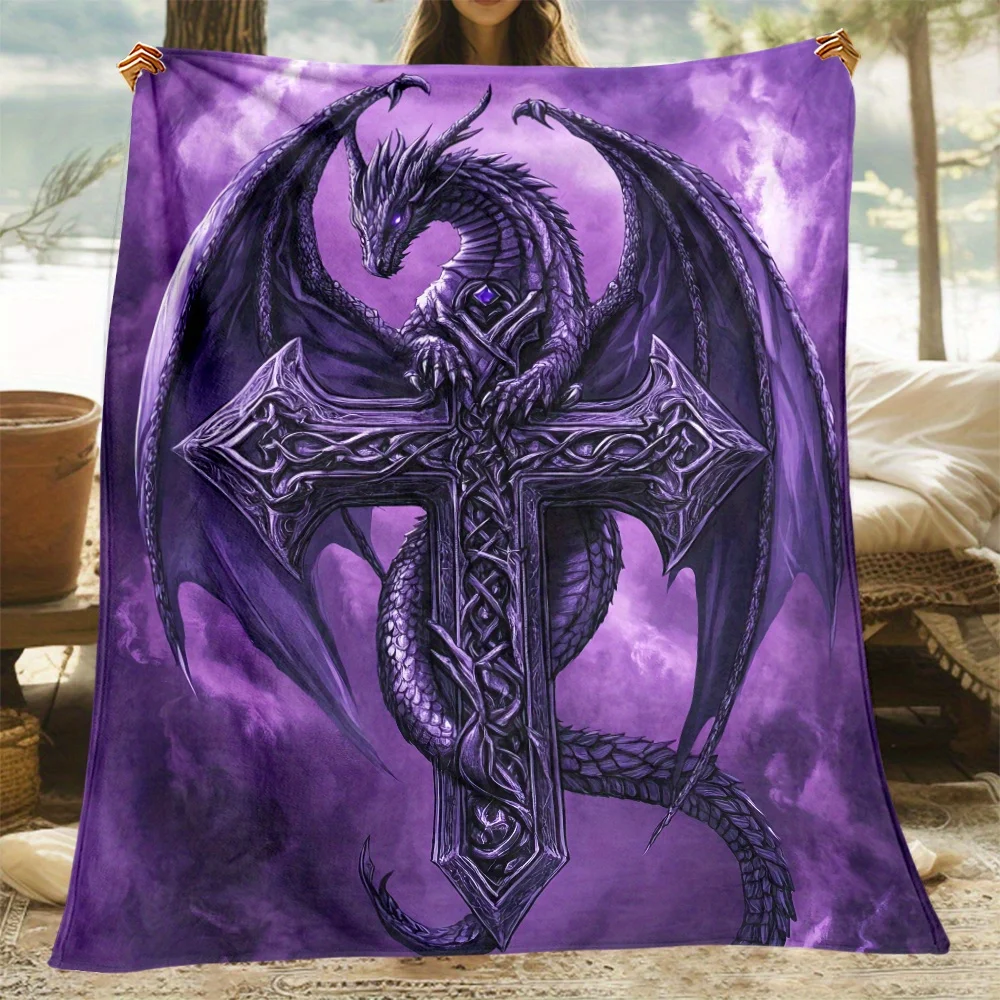 

Evil Dragon Cross Flannel Blanket – Lightweight Anti-Tear Polyester – Anime Themed Purple Throw