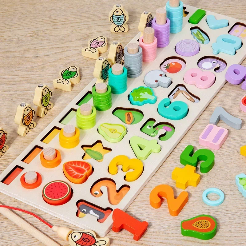 Houten puzzel Kleurrijk alfabet Nummer Houten blokken Kinderen Intelligent Matching Game Kinderen Educatief 3D Montessori Speelgoed