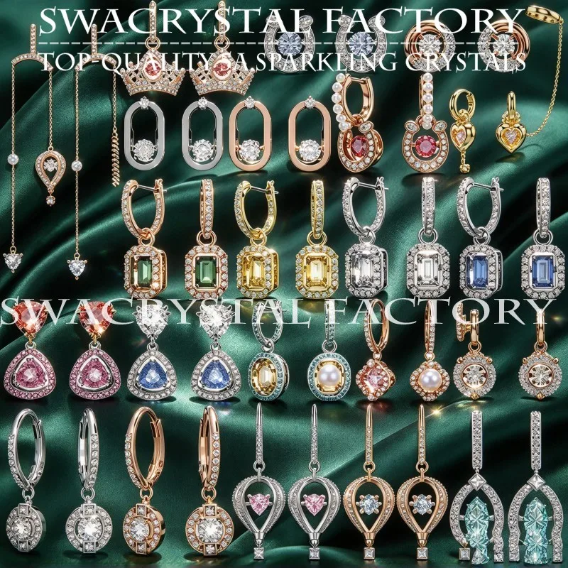 Luxury Mixed Crown Horseshoe Square Teardrop Multicolor Cubic Zirconia Dangle Earrings Women Statement Wedding Earrings