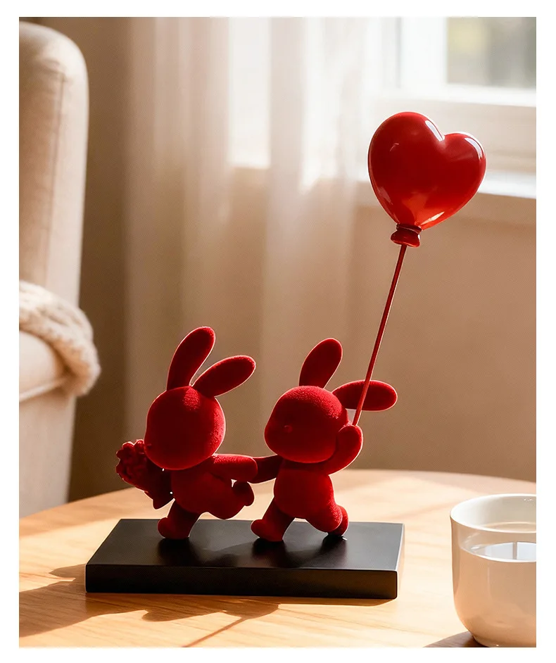 Wedding Label Gift Red Rabbit Ornament Wedding Room Arrangement Decoration Furniture Living Room Bedroom Decoration Ornament