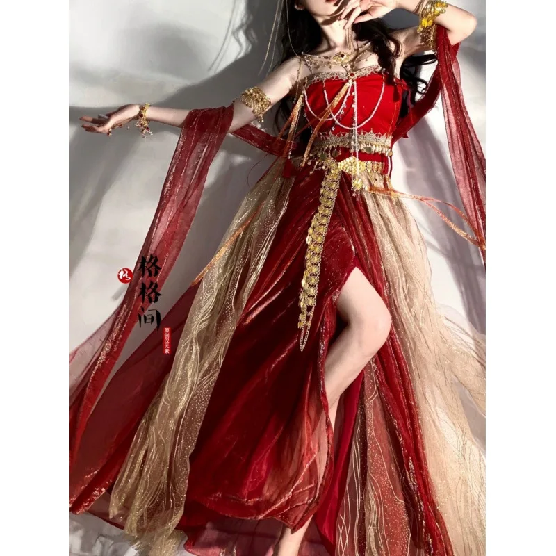 

Dunhuang Kweichow Moutai экзотический стиль улучшенная девушка Hanfu танцевальные элементы Хань вестерн фотомагазин костюм для выступлений