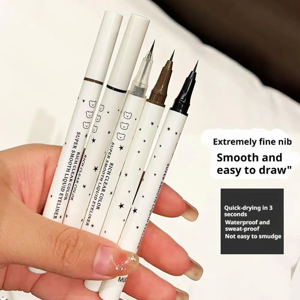 Cute Bear Long-Wearing Liquid Eyeliner Waterproof Makeup Quick-Dry, Smudge-proof, High Pigmented Precise Felt Tip Eye Liner Pen